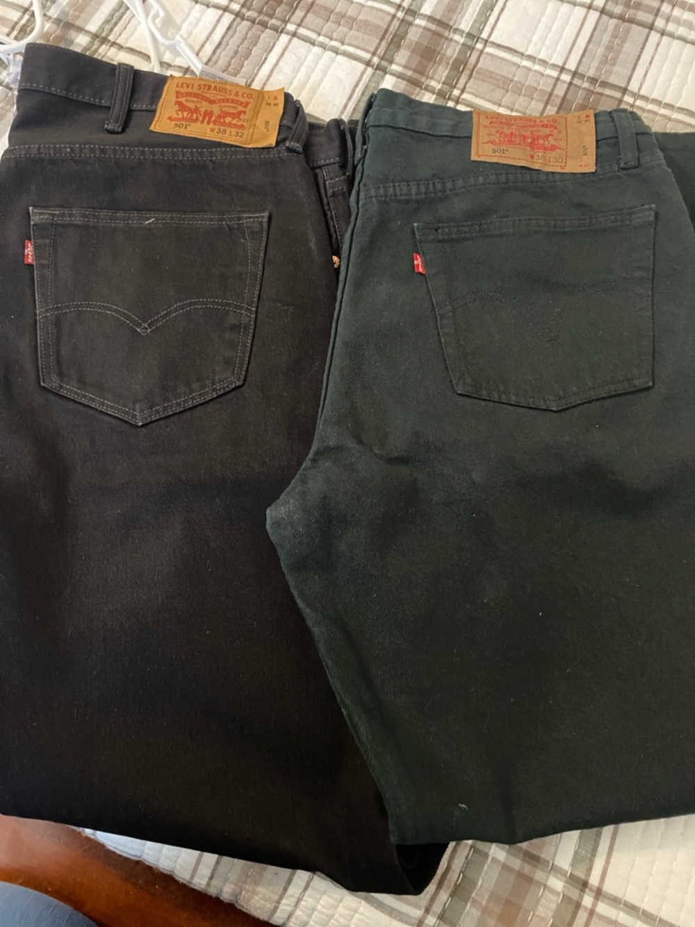 SET of 2 Men 501 Levi's Black Straight Leg Denim Jeans with Red Tab